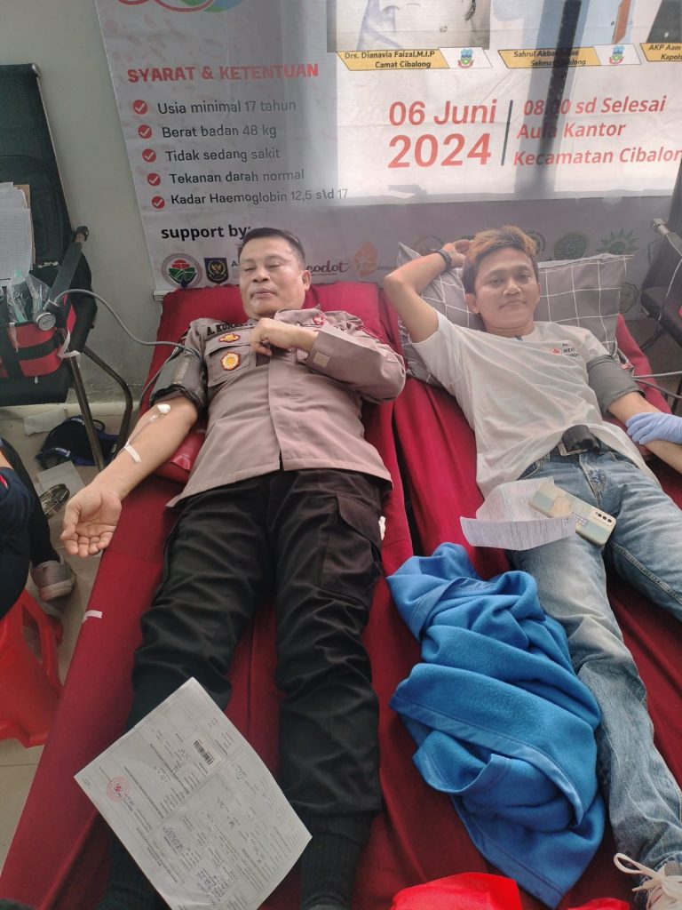 Peringati Hari Donor Darah Sedunia Polsek Cibalong Bersama Unsur Forkopimcam Menggelar Kegiatan Gebyar Donor Darah