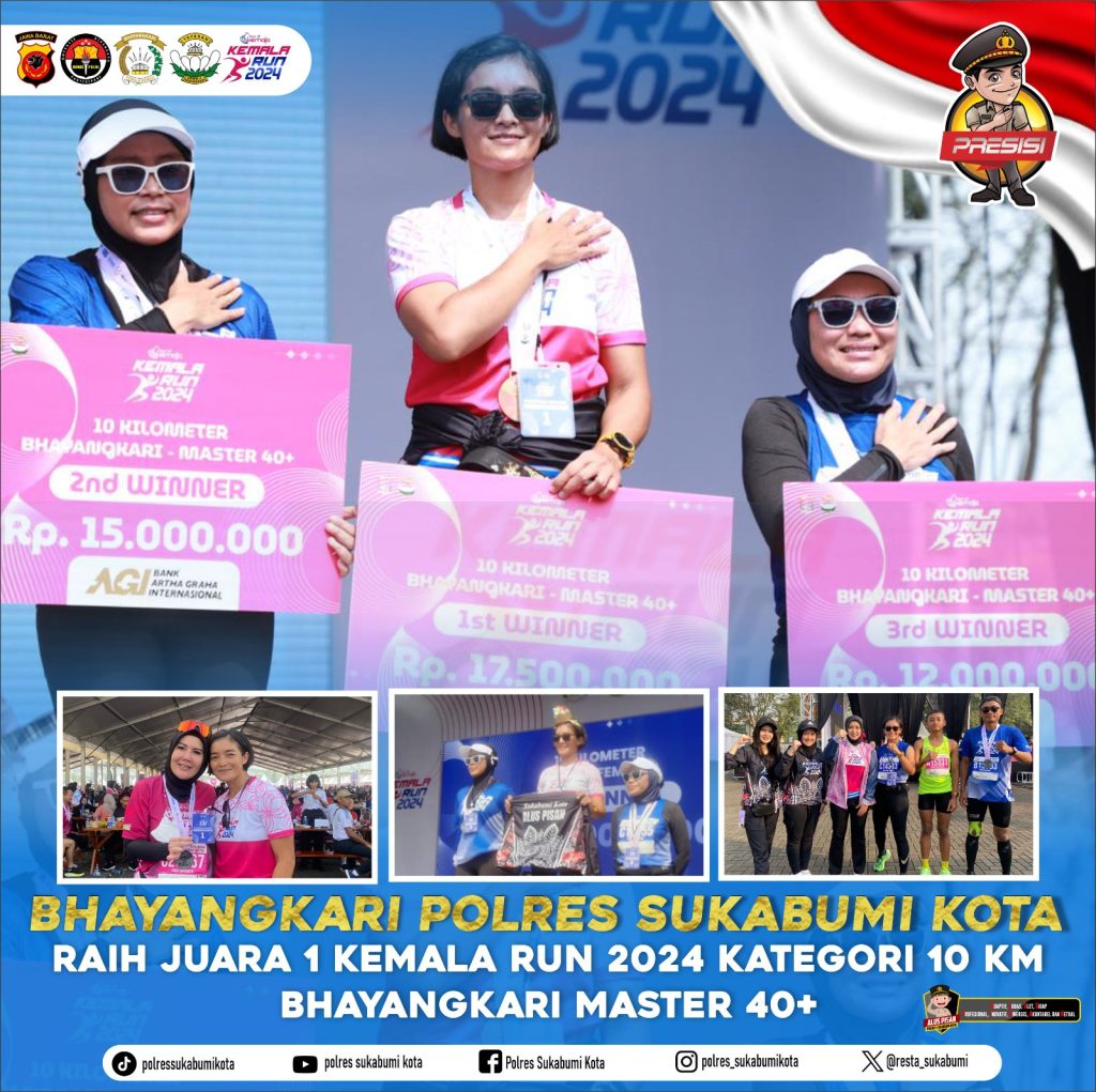 Membanggakan, Bhayangkari Sukabumi Raih Juara 1 Lomba Lari 10K Bhayangkari Master 40+ di Ajang Kemala Run 2024