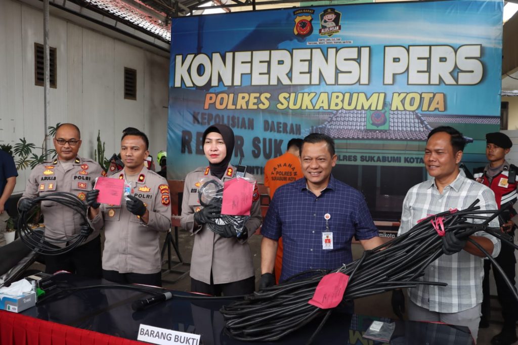 Ungkap Kasus, Polres Sukabumi Kota Tangkap Terduga Pencuri Kabel Telkomsel