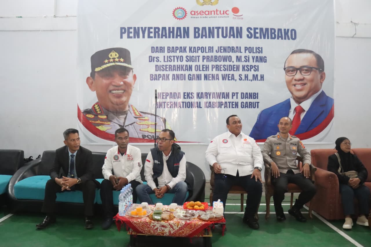 Kapolres Garut Hadiri Silaturahmi K-SPSI dan Penyerahan Sembako dari Kapolri untuk Eks Karyawan PT. Danbi International