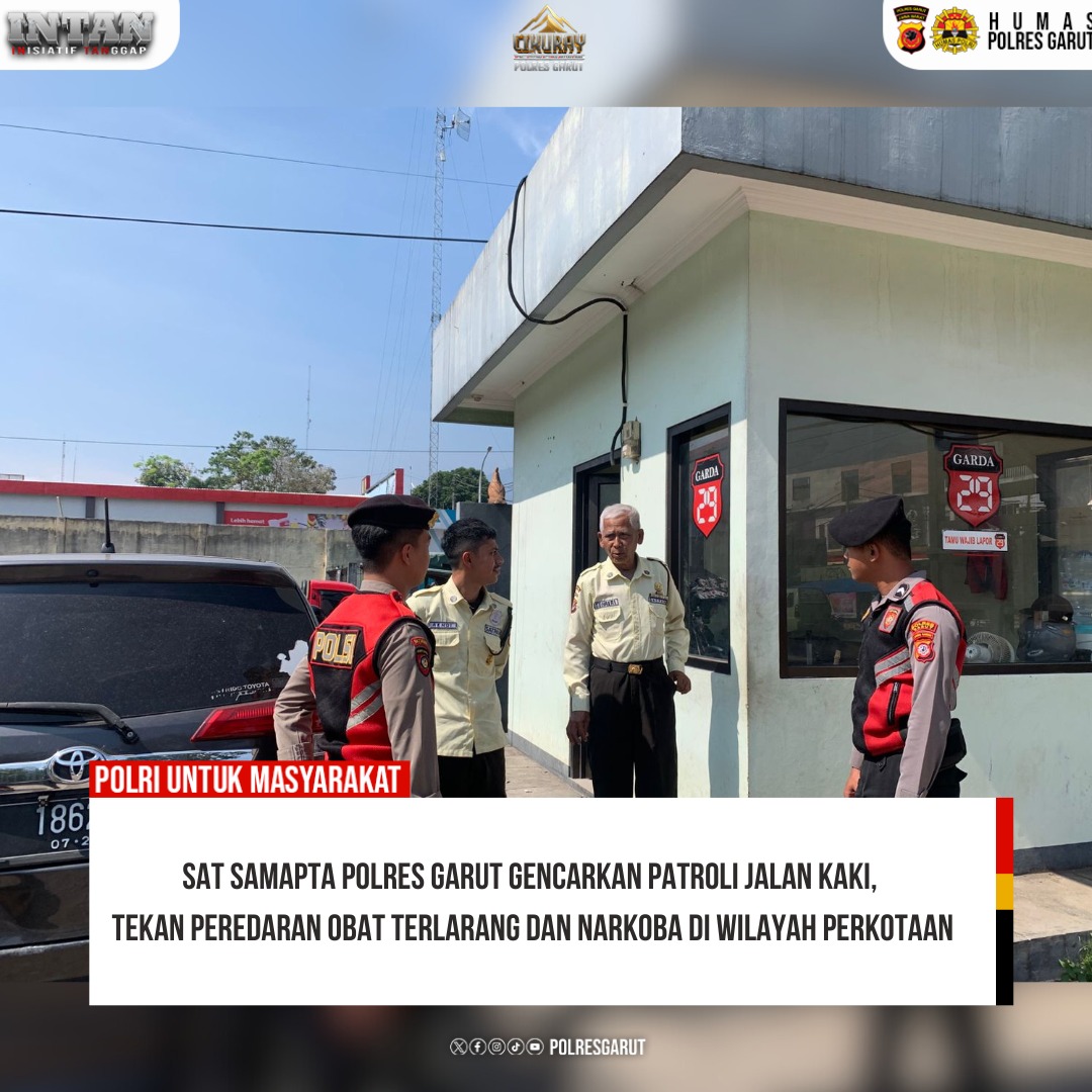 Sat Samapta Polres Garut Gencarkan Patroli Jalan Kaki, Tekan Peredaran Obat Terlarang dan Narkoba di Wilayah Perkotaan