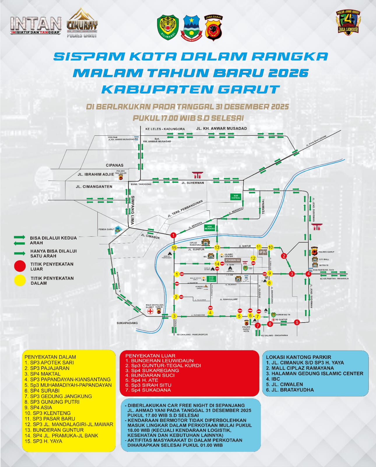 Amankan Perayaan Tahun Baru, Polres Garut Berlakukan Penyekatan dan Car Free Night