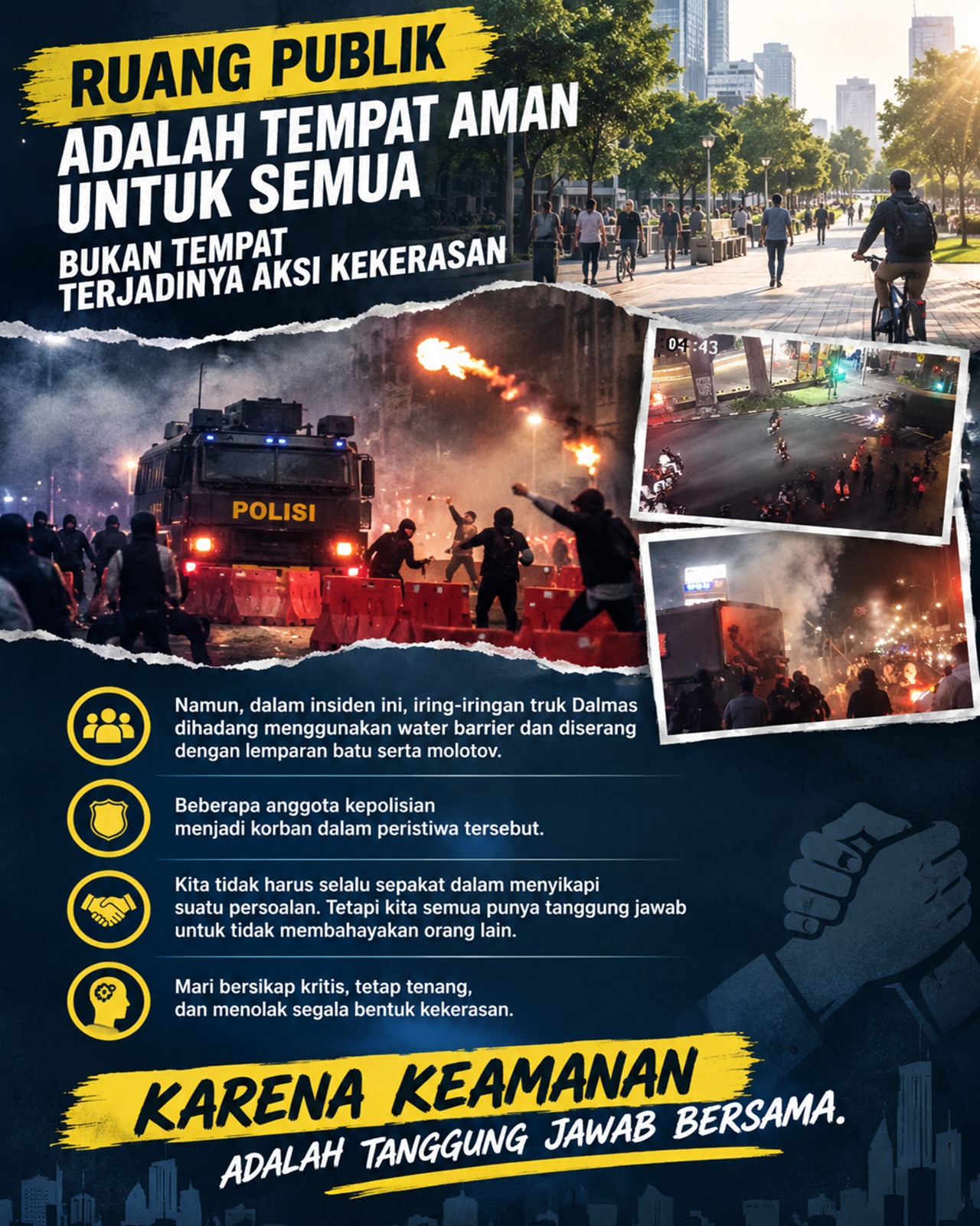 Ruang Publik Bukan Arena Kekerasan, Polda Jabar Imbau Masyarakat Sampaikan Aspirasi dengan Damai Ruang Publik Bukan Arena Kekerasan, Polda Jabar Imbau Masyarakat Sampaikan Aspirasi dengan Damai
