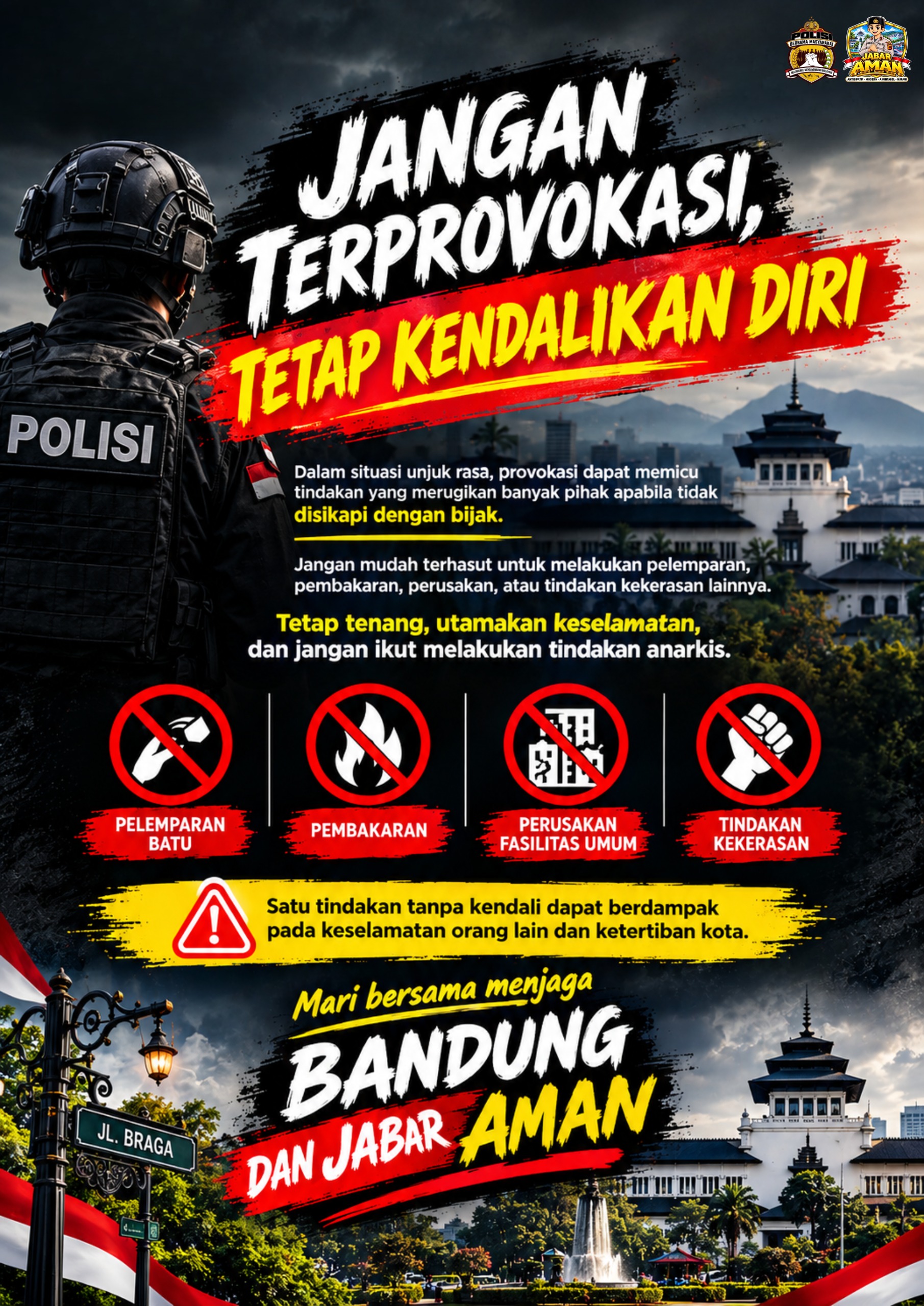 Polda Jabar Imbau Masyarakat Jangan Terprovokasi, Tetap Kendalikan Diri Demi Jaga Bandung dan Jabar Aman